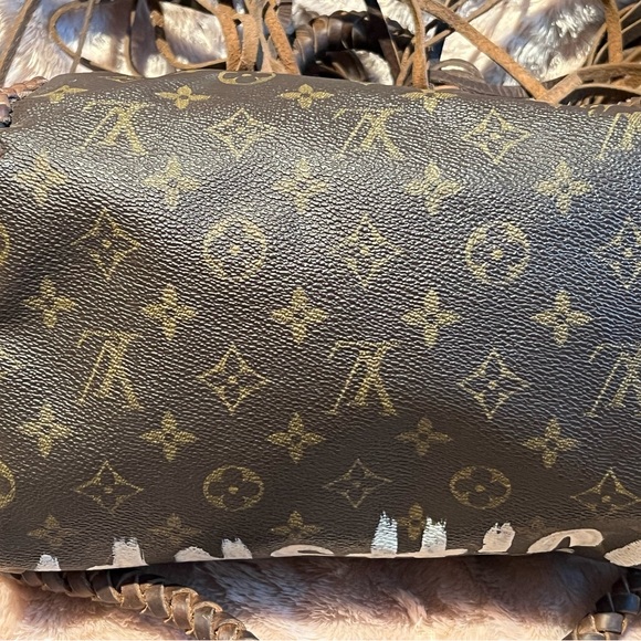LOUIS VUITTON Speedy 25 Purse LV Monogram Graffiti Boho Pearl Fringe Bag HOST PK - Picture 9 of 16